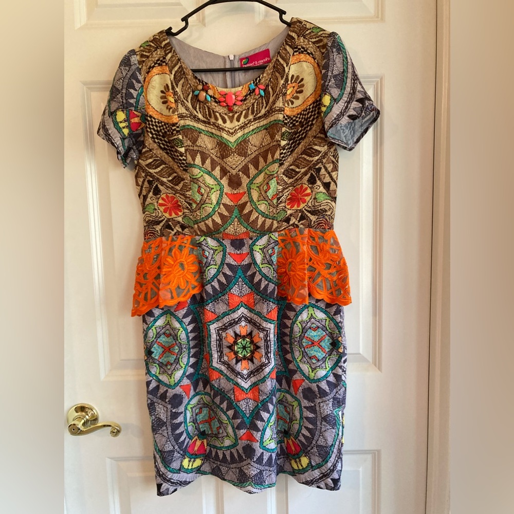 Hemant & Nandita Sunchart Peplum Dress Size 8